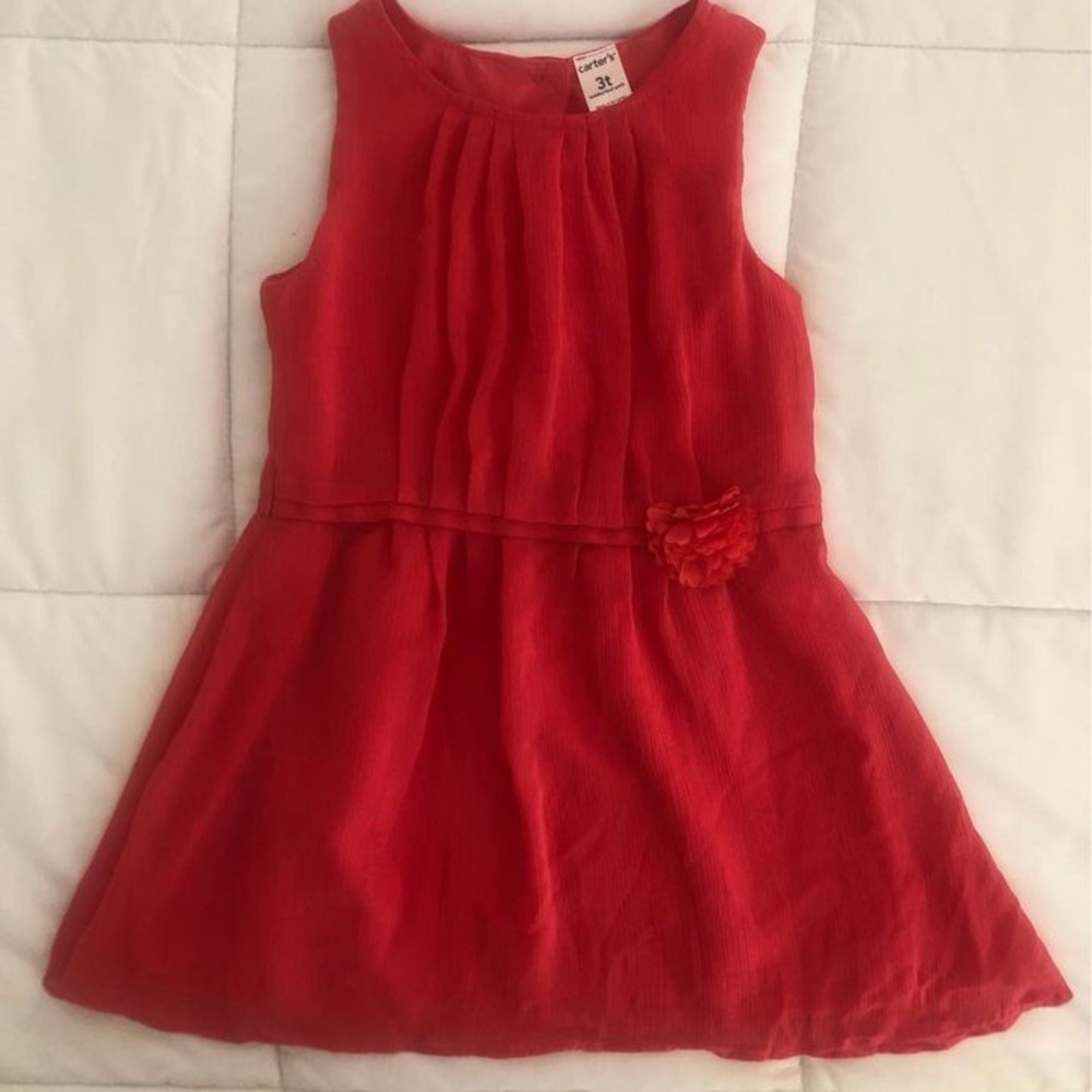 Carter’s Toddler girl dress ~ size 3T ~ Bright Red/Orange Color